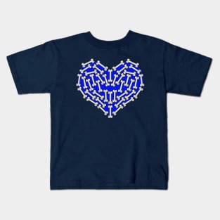 Blue Heart made of Bones Kids T-Shirt